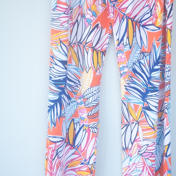 Buckhead Betties Orange Tropical Palm Print Casual Beach Palazzo Pants - Picture 6 of 9